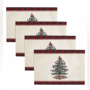 Spode nwt Christmas Tree Tartan 4 Pack Placemat Set  Placemats - Red and Green